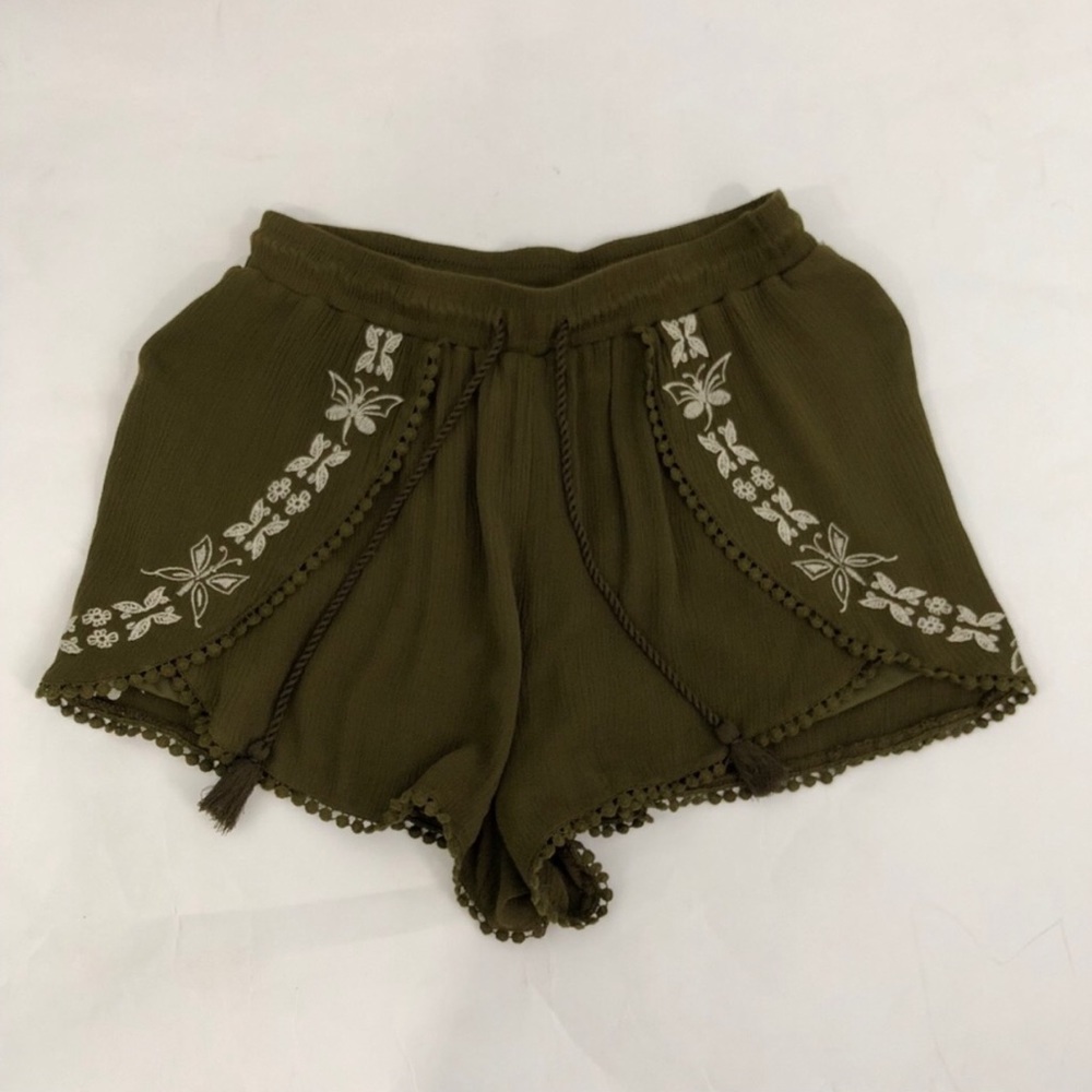 🦋5For20$ | Olive Green Embroidered Short